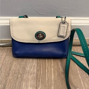Coach Cream and Blue Crossbody Bag